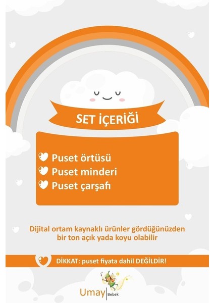 3 PARÇA - Puset Örtüsü, Bel Destekli Puset Minderi, Puset Çarşafı, %100 Pamuk - PANÇO fırsatları