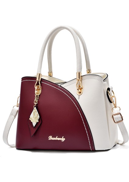 Kadın Çantası 2023 Yeni Moda Çanta Büyük Kapasiteli Ekose Kontrast Renkli Tek Omuz Askılı Çanta (Yurt Dışından)