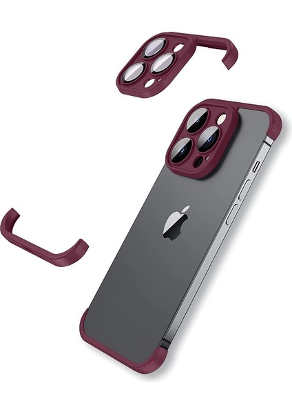Apple iPhone 14 Pro Max Kılıf 2 Parçalı Alt Üst Kamera Korumalı Sert Rubber Kapak Mürdüm