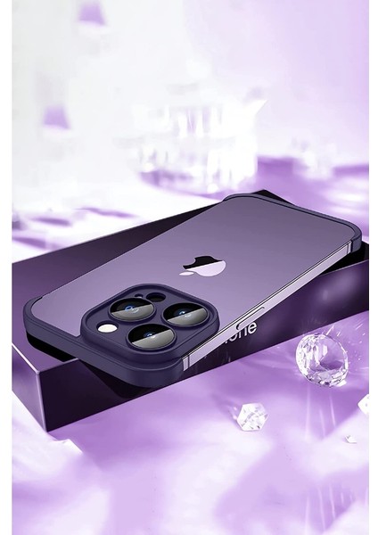 Apple iPhone 14 Pro Max Kılıf 2 Parçalı Alt Üst Kamera Korumalı Sert Rubber Kapak Mürdüm