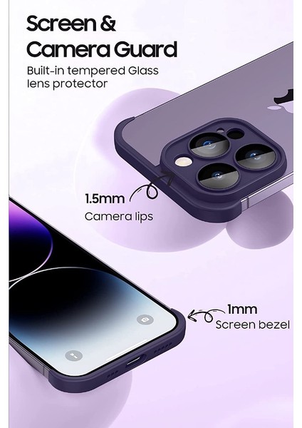 Apple iPhone 14 Pro Max Kılıf 2 Parçalı Alt Üst Kamera Korumalı Sert Rubber Kapak Mürdüm
