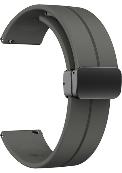 Huawei Watch 3 Active Kordon Silikon Mıknatıslı Ayarlanabilir HS19 Gri Koyu