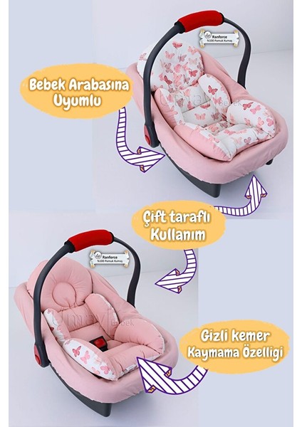 4 Parça - Puset Örtüsü, Bel Destekli Bebek Arabası Minderi, Puset Minderi, Puset Çarşafı - Panço modelleri