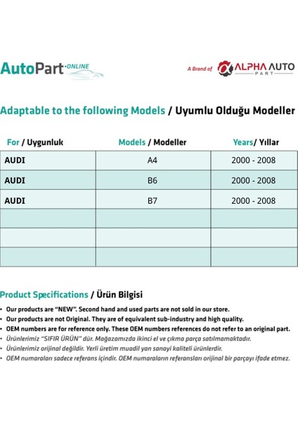 Audi A4(B6, B7) Için Ön Kapı Cam Tamir Takımı-Set