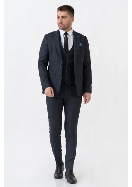 Nice TY107 Slim Fit Likralı 6 Drop Yelekli Takım Elbise Laci
