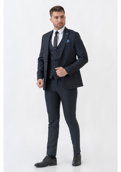 Nice TY107 Slim Fit Likralı 6 Drop Yelekli Takım Elbise Laci