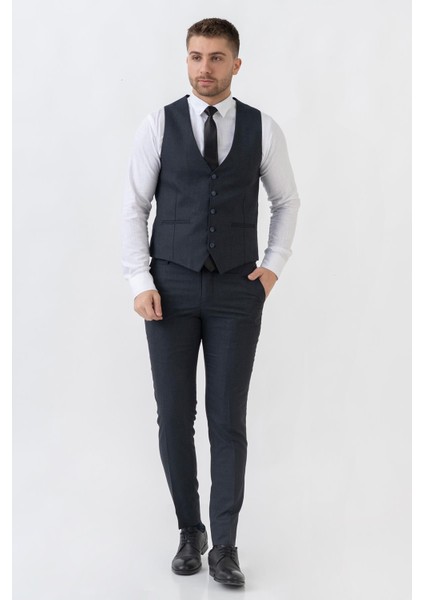 Nice TY107 Slim Fit Likralı 6 Drop Yelekli Takım Elbise Laci