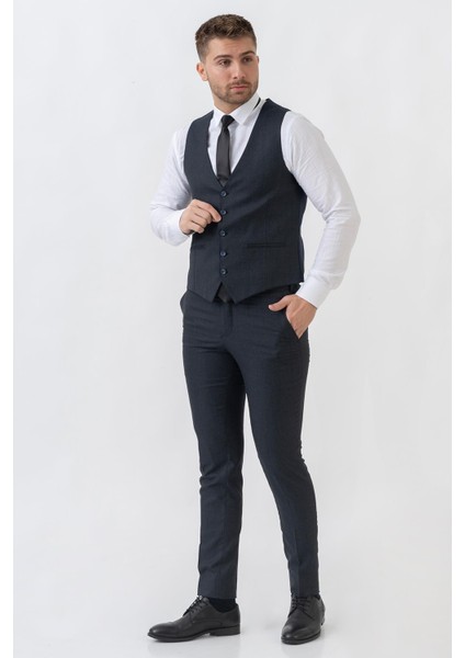 Nice TY107 Slim Fit Likralı 6 Drop Yelekli Takım Elbise Laci