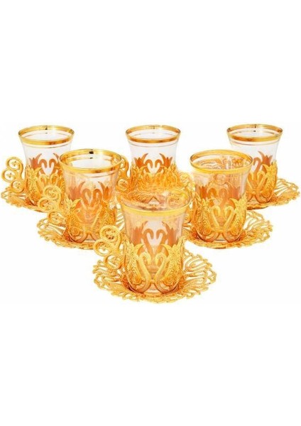 Osmanlı Tepsisiz Çay Seti Sarı