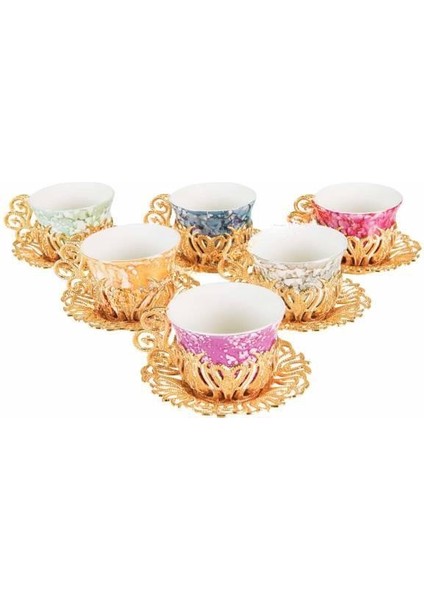 Lale Mermer Desen 6'lı Sunum Seti Sarı