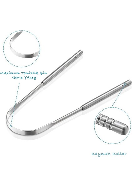 Dil Sıyırıcı Metal Gümüş Hijyenik Paslanmaz Çelik