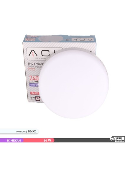 24W Çerçevesiz Sıva Üstü Yuvarlak LED Panel Armatür 6500K Beyaz Işık fırsatları