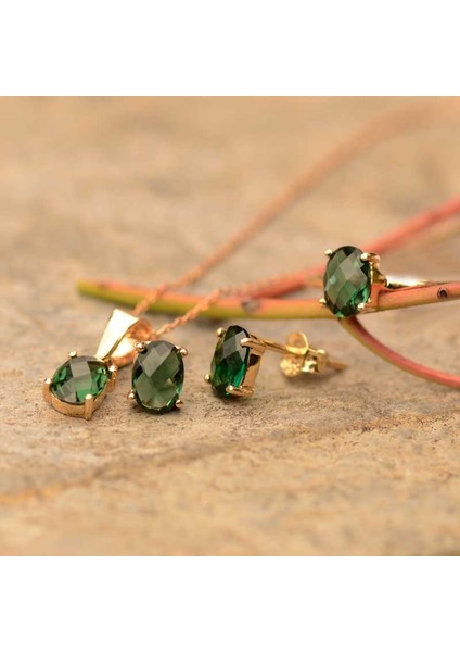 14 Ayar Altın Yeşil Taşlı Yüzük modelleri