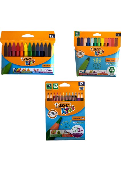 Jumbo Boyama Seti - Kuru Boya 12'li + Keçeli Boya 12'li + Mum Pastel Boya 12'li