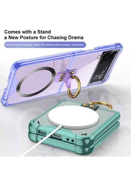 Uygulanan Samsung Galaxy Z Flip 3 Manyetik Halka Şeffaf Hava Yastığı Cep Telefonu Kılıfları Kılıfı (Yurt Dışından) fiyatları