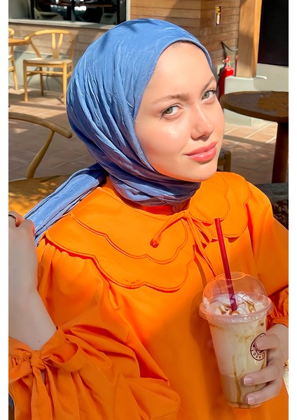 Elif Peker Bambu Kraş Şal - Indigo