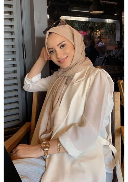 Rabia Hundi Bambu Kraş Şal - Koyu Bej