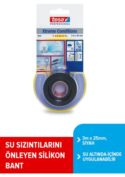 Tesa® Xtreme Tamir ve Koruma Bandı, 3m:25mm, Siyah