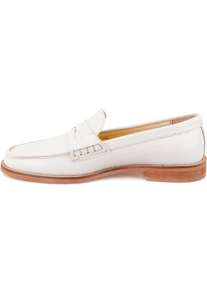 Miah Beyaz Kadın Deri Loafer modelleri