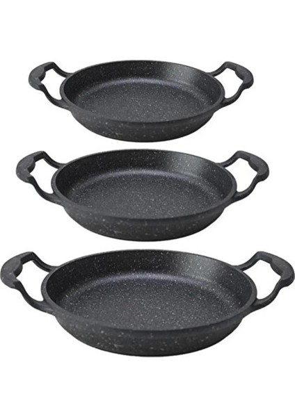 T-0375 Döküm Granit Omlet Sahan Set 3'lü