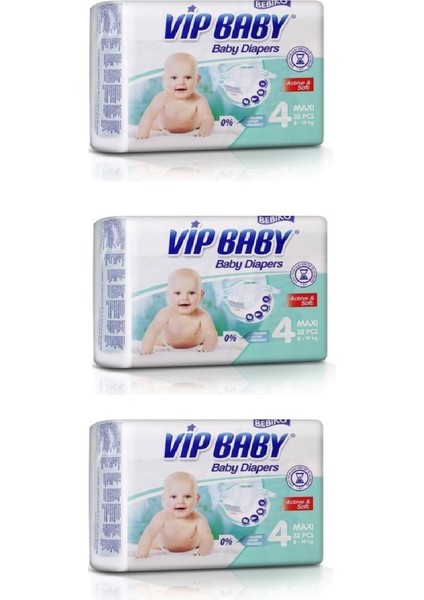 Vıp Baby Active&soft 4 Maxi 32 Adet Bebek Bezi 3 Paket