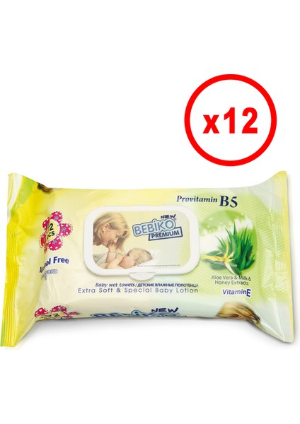 Premium Wipe 72'li Losyonlu Islak Mendil - 12'li Set