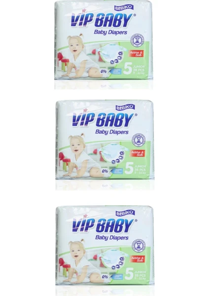 Vıp Baby Active & Soft 5 Junior 28 Adet Bebek Bezi 3 Paket