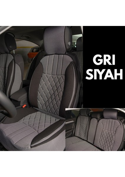 ford Focus 2 Lüx Oto Koltuk Minderi Ön Arka 5'li Set Elegance Serisi Gri Siyah
