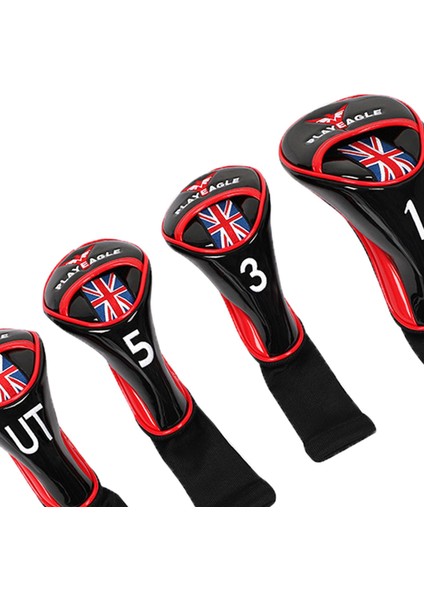 4x Golf Kafası Kapakları Sama Tag Koruyucu Siyah Kırmızı ile Sürücü Fairway Wood (Yurt Dışından)