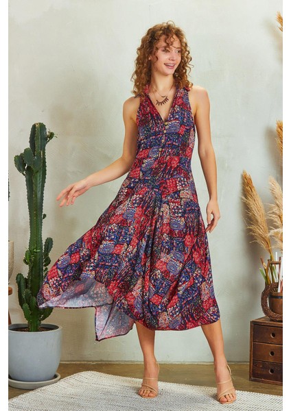 Gömlek Yaka Viskon Elbise