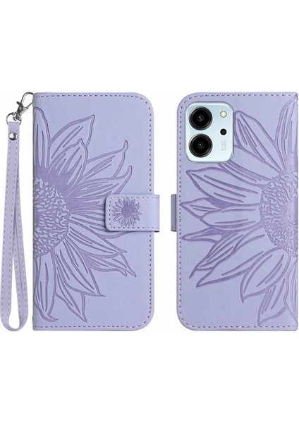 Honor Için 80 Se 5g HT04 Flip Telefon Kılıfı Cilt Touch Pu Deri Stand Anti-Çizelge Cep Telefonu Cüzdan Kapağı El Kayışı ile (Yurt Dışından)