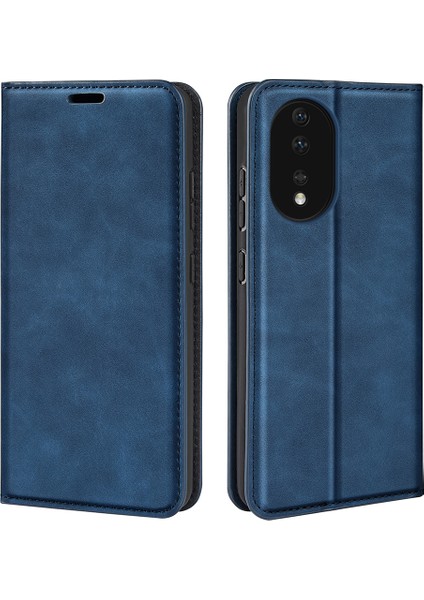 Honor 80 5g Cilt-Dokunuş Hissi Için Manyetik Otomatik Emici Cüzdan Kılıfı Pu Deri Standı Flip Telefon Kapağı (Yurt Dışından)