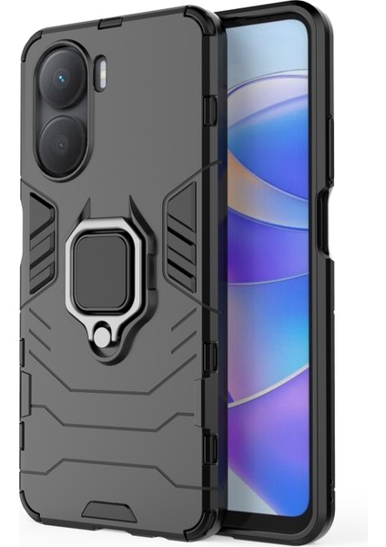 Honor Için 40 Plus 5g Yüzük Tutucu Kickstand Telefon Kılıfı Sabit Pc+Yumuşak Tpu Çizik Dirençli Koruyucu Arka Kapak (Yurt Dışından)