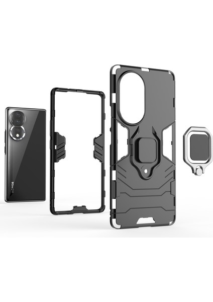 Honor 80 5g Için Cep Telefonu Koruyucu Kılıf, Yüzük Kickstand Hard Pc + Yumuşak Tpu Anti-Damla Kapağı (Yurt Dışından) fiyatları