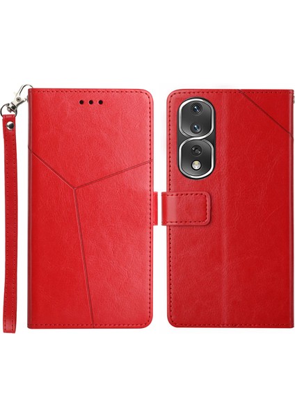 Honor 80 Pro 5g Pu Deri Telefon Kılıfı Için HT01 Baskılı Y Şeklindeki Çizgiler Telefon Kapağı Cüzdan Katlanabilir Stand Kabuğu Kayış (Yurt Dışından)