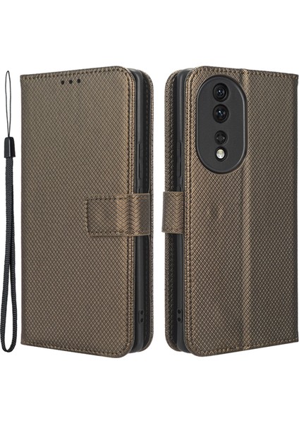 Honor 80 5g Elmas Doku Pu Deri Deri Telefon Kılıfı Katlanabilir Stand Manyetik Toka Cüzdan Kapağı (Yurt Dışından)