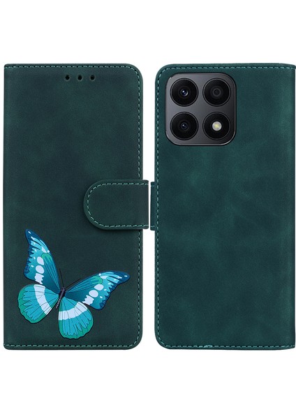 Onur Için X8A 4g Anti-Solma Pu Deri Telefon Kapağı Kelebek Baskı Cüzdan Stand Önleme Anti Tele Kılıfı (Yurt Dışından)