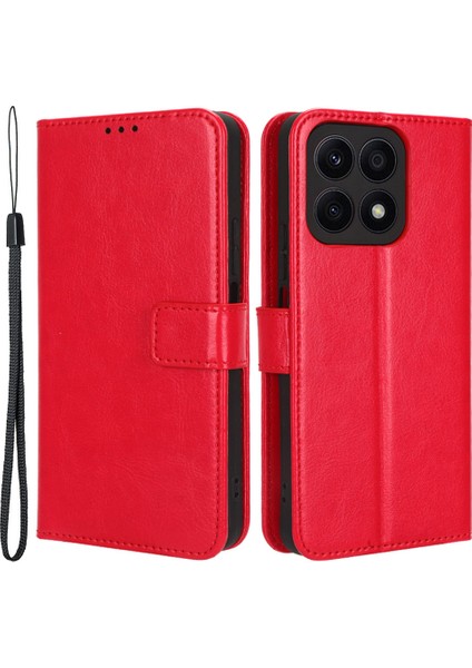 Onur Için X8A 4g Pu Deri Telefon Kılıfı Cüzdan Çılgın At Dokusu Stand Flip Folio Cover (Yurt Dışından)