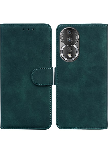 Honor Için 80 5g Pu Deri Cüzdan Telefon Kılıfı Düz ​​renk Stand Manyetik Flip Kapak (Yurt Dışından)