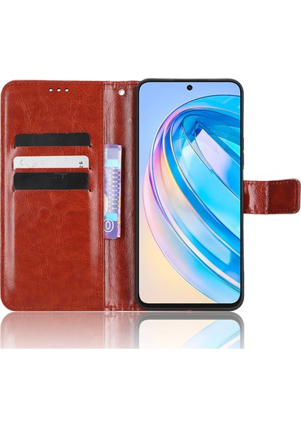 Onur Için X8A 4g Pu Deri Telefon Kılıfı Cüzdan Çılgın At Dokusu Stand Flip Folio Cover (Yurt Dışından) fırsatları