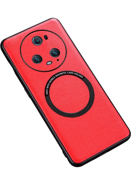 Honor Magic5 Pro Pu Deri Kaplamalı Tpu+Pc Telefon Kapağı Magsafe Şarj Cihazı ile Uyumlu (Yurt Dışından)