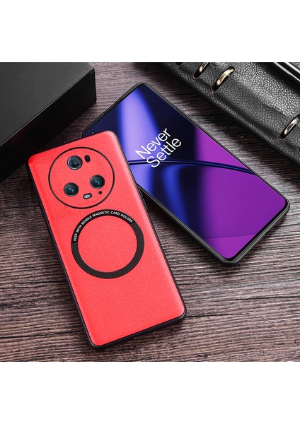 Honor Magic5 Pro Pu Deri Kaplamalı Tpu+Pc Telefon Kapağı Magsafe Şarj Cihazı ile Uyumlu (Yurt Dışından)