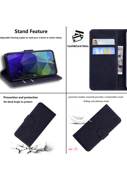 Onur Için X8 5g Karşı Parçalanma Karşıtı Deri Telefon Kılıfı Düz ​​renk Stand Cüzdan Kapağı (Yurt Dışından)