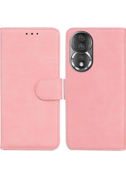 Honor Için 80 5g Pu Deri Cüzdan Telefon Kılıfı Düz ​​renk Stand Manyetik Flip Kapak (Yurt Dışından)