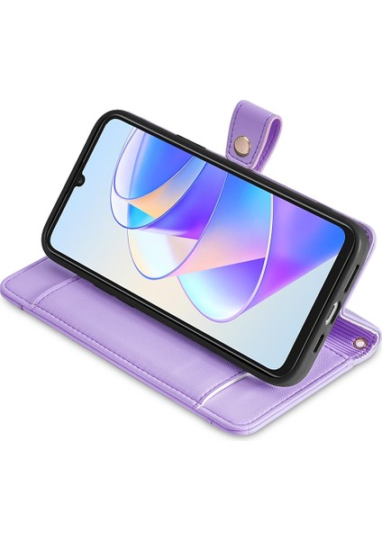 Honor X7A 5g Fermuarı Cep Telefonu Stand Kılıf Kart Kartı Yuvaları Deri Cüzdan Kapağı 2 Kayış (Yurt Dışından) modelleri