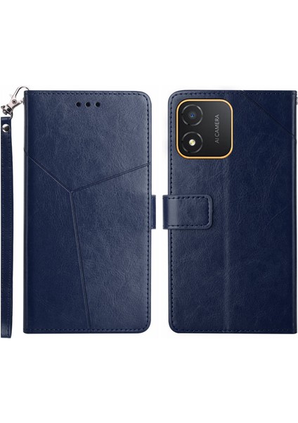 HT01 Pu Deri Telefon Kılıfı Honor X5 4g, Y Şeklinde Hat Baskılı Flip Stand Cüzdan Kapağı (Yurt Dışından)