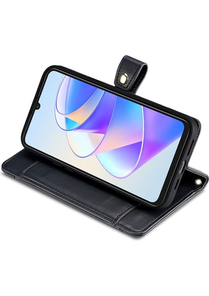 Honor X7A 5g Fermuarı Cep Telefonu Stand Kılıf Kart Kartı Yuvaları Deri Cüzdan Kapağı 2 Kayış (Yurt Dışından) modelleri