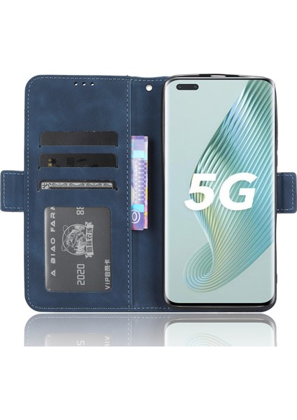 Honor Magic5 Pro 5g Pu Deri Koruyucu Stand Kapak Çoklu Kart Yuvası Cüzdan Telefon Kılıfı (Yurt Dışından)