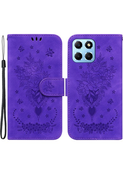 Onur Için X8 5g Pu Deri Cüzdan Kılıfı Baskılı Gül Kelebek Stand Telefon Kapağı (Yurt Dışından) fiyatları