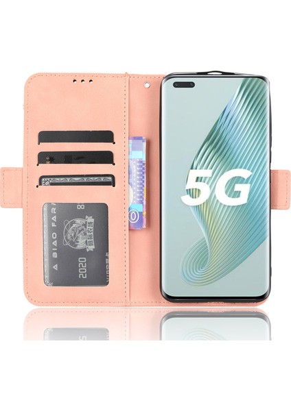 Honor Magic5 Pro 5g Pu Deri Koruyucu Stand Kapak Çoklu Kart Yuvası Cüzdan Telefon Kılıfı (Yurt Dışından)